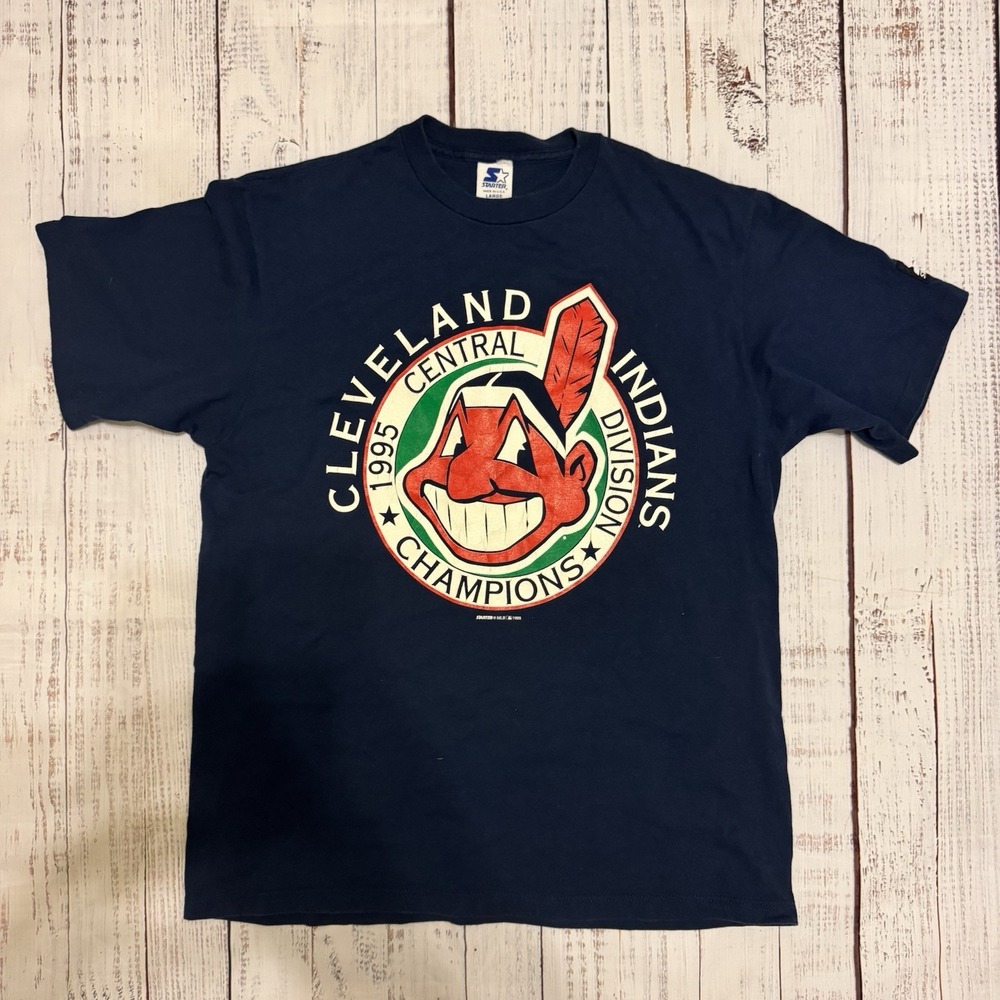 1995 Cleveland Indians Starter Champion Shirt Size Large Vintage 90's